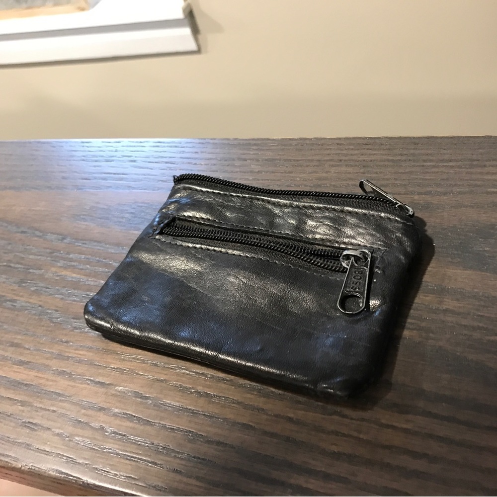 Boss small zipper coin bag with 2 pockets